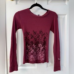Rusty Maroon Floral Long Sleeve Tee